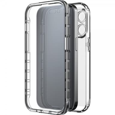 Black Rock iPhone 14 Pro Deksel 360° Real Glass Case Svart Klar