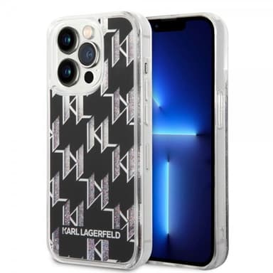 Karl Lagerfeld iPhone 14 Pro Deksel Liquid Glitter Monogram Svart