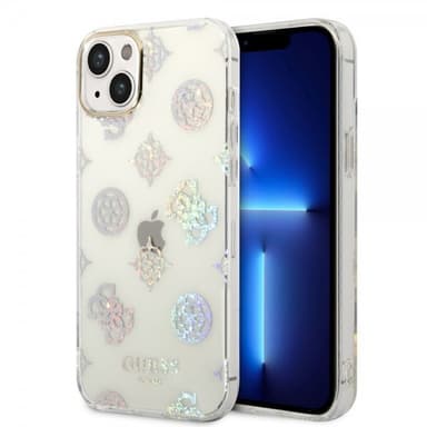 Guess iPhone 14 Plus Deksel Peony Glitter Hvit