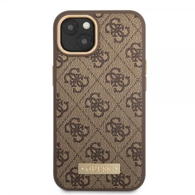 Guess iPhone 14 Plus Deksel Metal Plate Logo MagSafe Brun