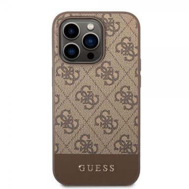 Guess iPhone 14 Pro Deksel Bottom Stripe Metal Logo Brun
