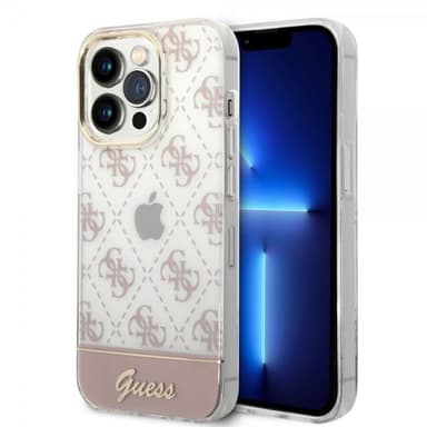 Guess iPhone 14 Pro Deksel Bottom Stripe Script Logo Rosa