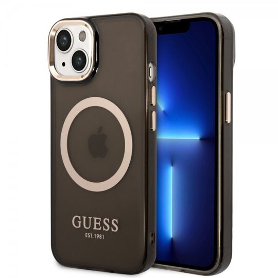 Guess iPhone 14 Plus Deksel Translucent MagSafe Svart