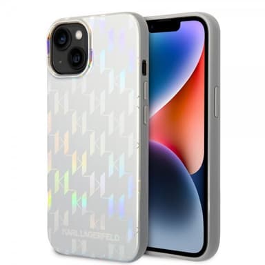 Karl Lagerfeld iPhone 14 Plus Deksel Monogram Iridescent Sølv