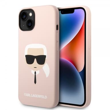 Karl Lagerfeld iPhone 14 Deksel Liquid Silicone Karl MagSafe Rosa