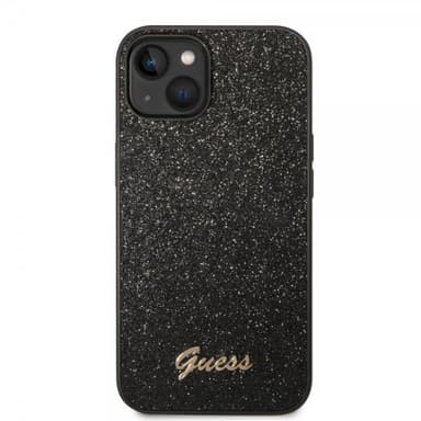 Guess iPhone 14 Plus Deksel Glitter Flakes Metal Logo Svart