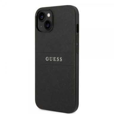 Guess iPhone 14 Plus Deksel Saffiano Metal Logo Stripes Svart