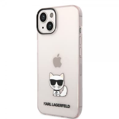 Karl Lagerfeld iPhone 14 Deksel Printed Choupette Transparent Rosa
