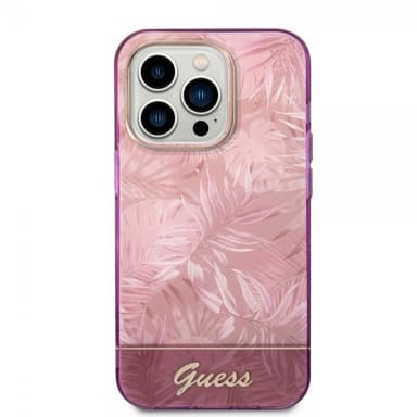 Guess iPhone 14 Pro Deksel Jungle Rosa