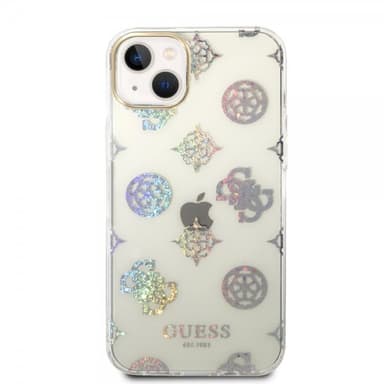 Guess iPhone 14 Plus Deksel Peony Glitter Hvit