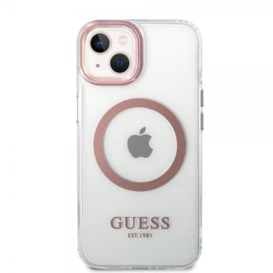 Guess iPhone 14 Plus Deksel Transparent MagSafe Rosa Transparent