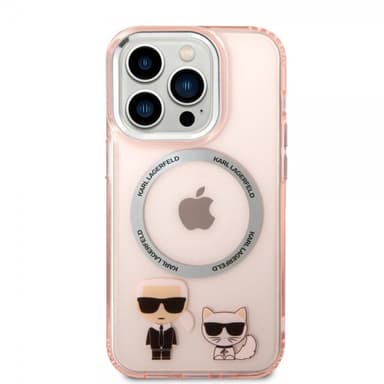 Karl Lagerfeld iPhone 14 Pro Deksel Karl & Choupette MagSafe Rosa