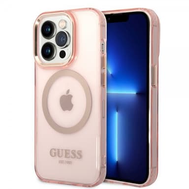 Guess iPhone 14 Pro Deksel Translucent MagSafe Rosa