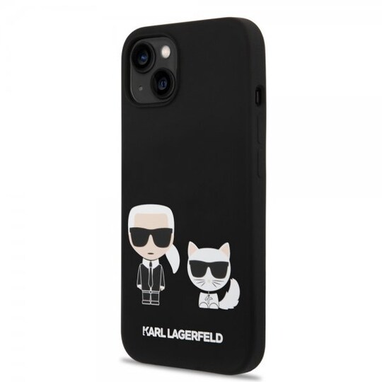 Karl Lagerfeld iPhone 14 Deksel Liquid Silicone Karl & Choupette MagSafe Svart
