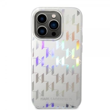 Karl Lagerfeld iPhone 14 Pro Deksel Monogram Iridescent Sølv