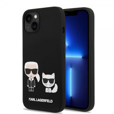 Karl Lagerfeld iPhone 14 Plus Deksel Liquid Silicone Karl & Choupette MagSafe Svart