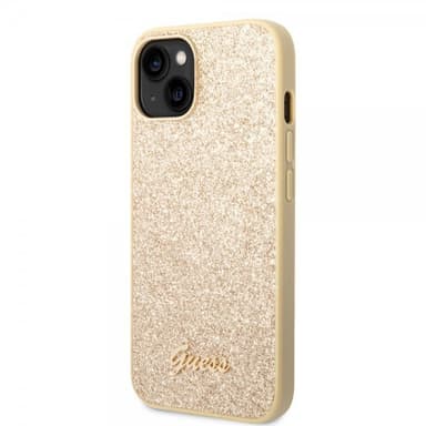 Guess iPhone 14 Plus Deksel Glitter Flakes Metal Logo Gull