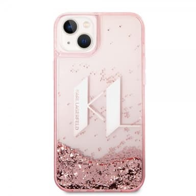 Karl Lagerfeld iPhone 14 Plus Deksel Liquid Glitter Big Logo Rosa