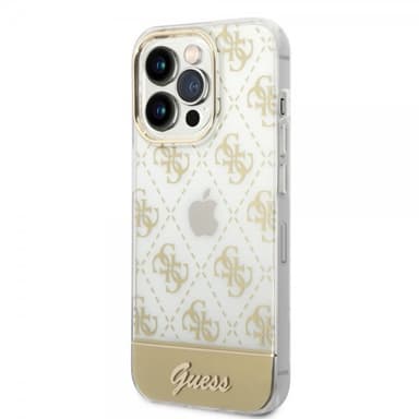 Guess iPhone 14 Pro Deksel Bottom Stripe Script Logo Gull