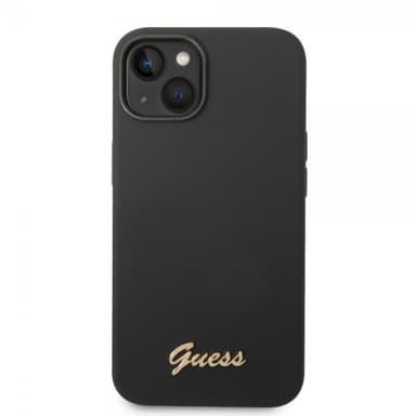 Guess iPhone 14 Deksel Liquid Silicone Metal Logo Svart
