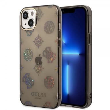 Guess iPhone 14 Plus Deksel Peony Glitter Svart