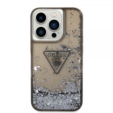 Guess iPhone 14 Pro Deksel Liquid Glitter Translucent Svart