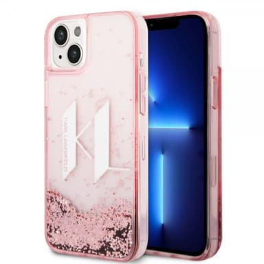Karl Lagerfeld iPhone 14 Plus Deksel Liquid Glitter Big Logo Rosa