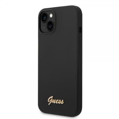 Guess iPhone 14 Deksel Liquid Silicone Metal Logo Svart