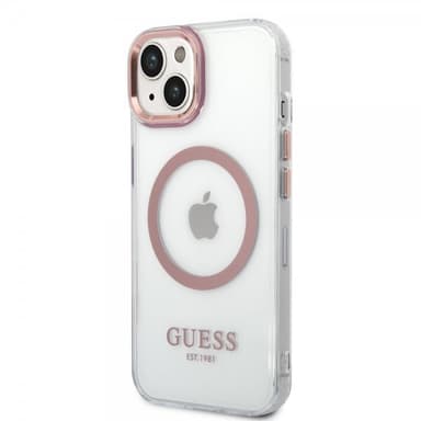 Guess iPhone 14 Plus Deksel Transparent MagSafe Rosa Transparent