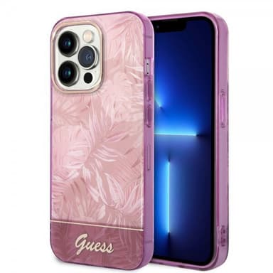 Guess iPhone 14 Pro Deksel Jungle Rosa