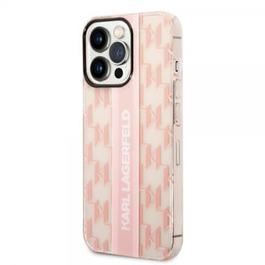 Karl Lagerfeld iPhone 14 Pro Max Deksel Monogram Vertical Stripe Rosa