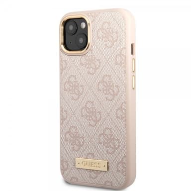 Guess iPhone 14 Plus Deksel Metal Plate Logo MagSafe Rosa