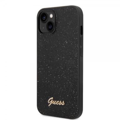 Guess iPhone 14 Plus Deksel Glitter Flakes Metal Logo Svart
