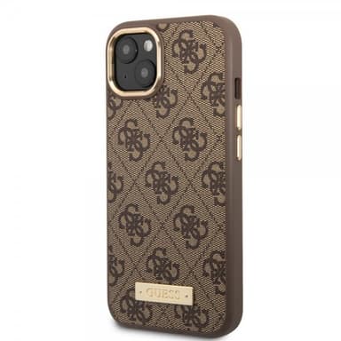 Guess iPhone 14 Plus Deksel Metal Plate Logo MagSafe Brun