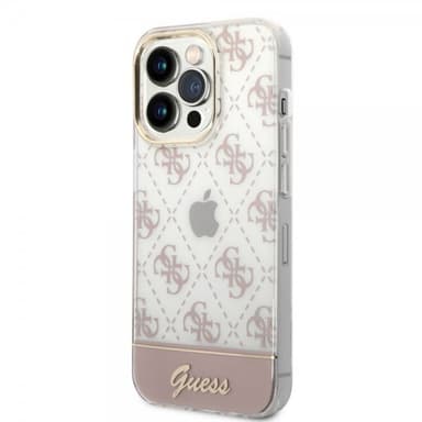 Guess iPhone 14 Pro Deksel Bottom Stripe Script Logo Rosa