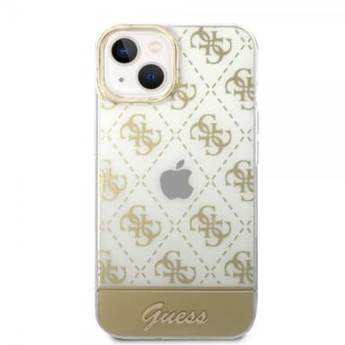 Guess iPhone 14 Deksel Bottom Stripe Script Logo Gull
