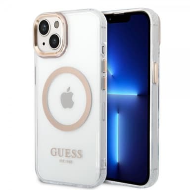 Guess iPhone 14 Plus Deksel Transparent MagSafe Gull Transparent