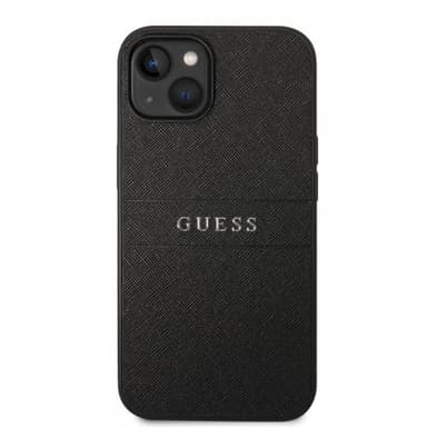 Guess iPhone 14 Plus Deksel Saffiano Metal Logo Stripes Svart