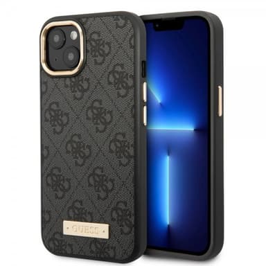 Guess iPhone 14 Plus Deksel Metal Plate Logo MagSafe Svart