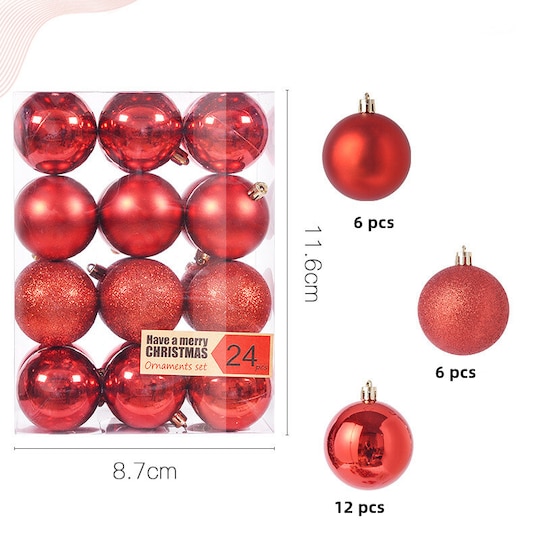 Julekuler 24-pakning rød