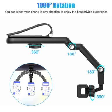 Mobilholder for bilsolskjerm 360° dreibar Grønn