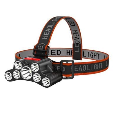 Oppladbar hodelykt med 7 lys, LED