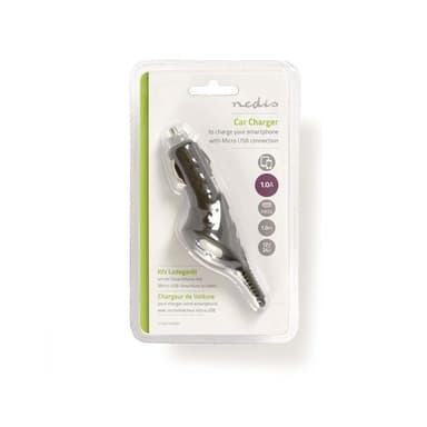 Billader | 1,0 A | Fast kabel | Mikro-USB | Sort