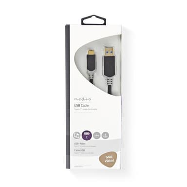 USB 3.1-kabel | Type-C, hann - A, hann | 1,0 m | Antrasitt