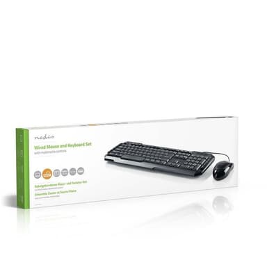 Kablet mus og tastatur, sett | Mus med 800 DPI | US International