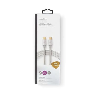 USB 3.1 GEN 2 Sync, Lade- og AV-Støttekabel | Gullbelagt 1,0 m | USB-Câ„¢ Hann til