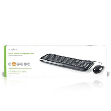 Kablet mus og tastatur, sett | Mus med 800 DPI | US International