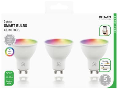 Deltaco LED-lyspærer SH-LGU10RGB-3P