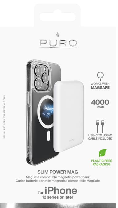 Puro MagSafe 4000 mAh powerbank (hvit)
