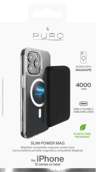 Puro MagSafe 4000 mAh powerbank (sort)
